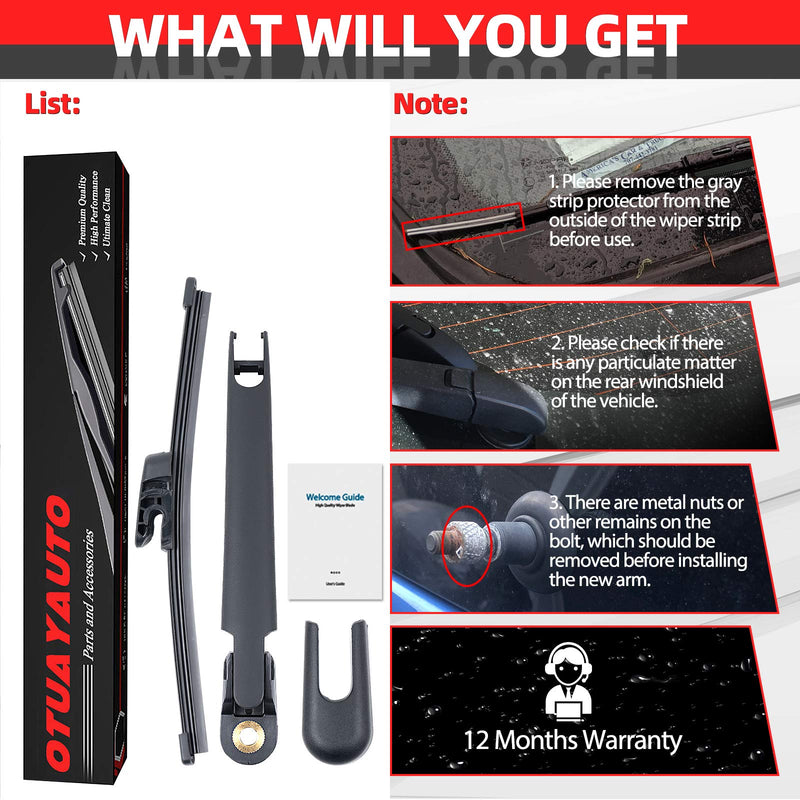 OTUAYAUTO Rear Windshield Wiper Arm Blade Kit - Replacement for Hyundai Veloster 2012-2017 - [New] OEM # 988112V000 Rear Wiper Kit-for Hyundai Veloster 12-17
