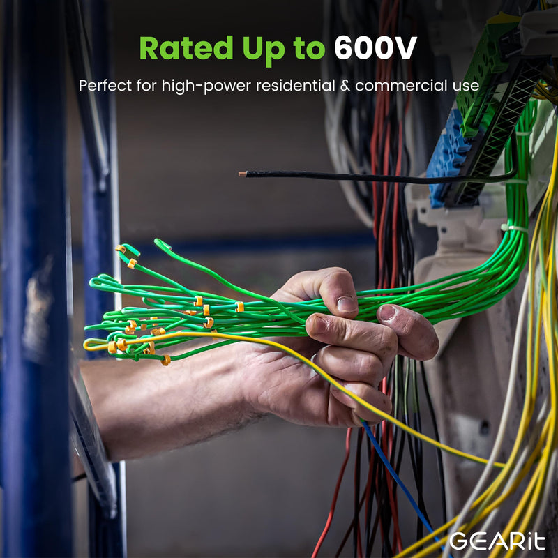 GEARit 14 Gauge THHN Copper Building Wire 100 Ft, 14 AWG Stranded Single Conductor Electrical Wire, 600V 90°C PVC/Nylon Jacket for Conduit, Raceway, Branch Circuit Wiring, Black 100 Feet Stranded THHN