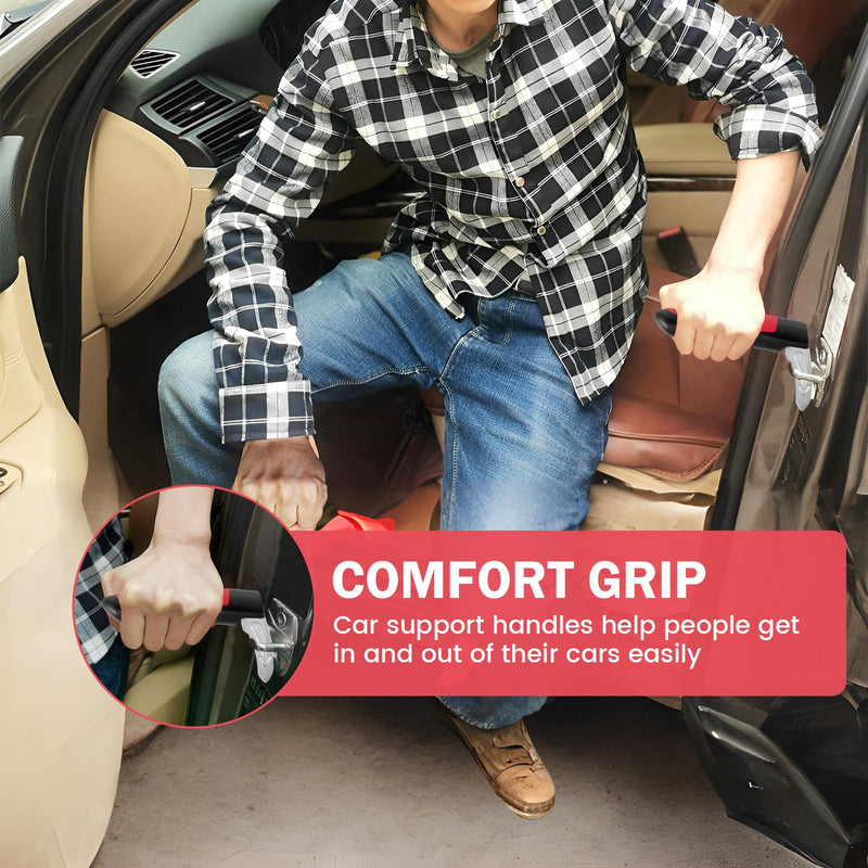 Car Handle Assist for Elderly, 2 Pack Handicap Car Door Assist Handle 3 in 1 Multifunction Portable Car Assist Handle for Safe Entry/Exit Car for Elderly, Seniors, Handicapped (Red) Red 2pc