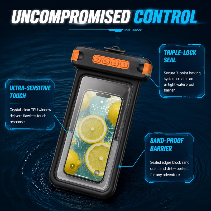 Sinkry Waterproof Phone Pouch Holder Underwater Dry Bay Case Outdoor Sports for Swimming Diving Floating Black