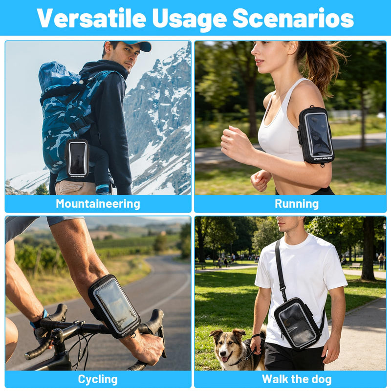 Amabro Wristband Phone Holder for Running, Forearm Armbands with Adjustable Lanyard, Non Slip Clear Crossbody Phone Pouch Purse with Card Slot for Walking Running Workout