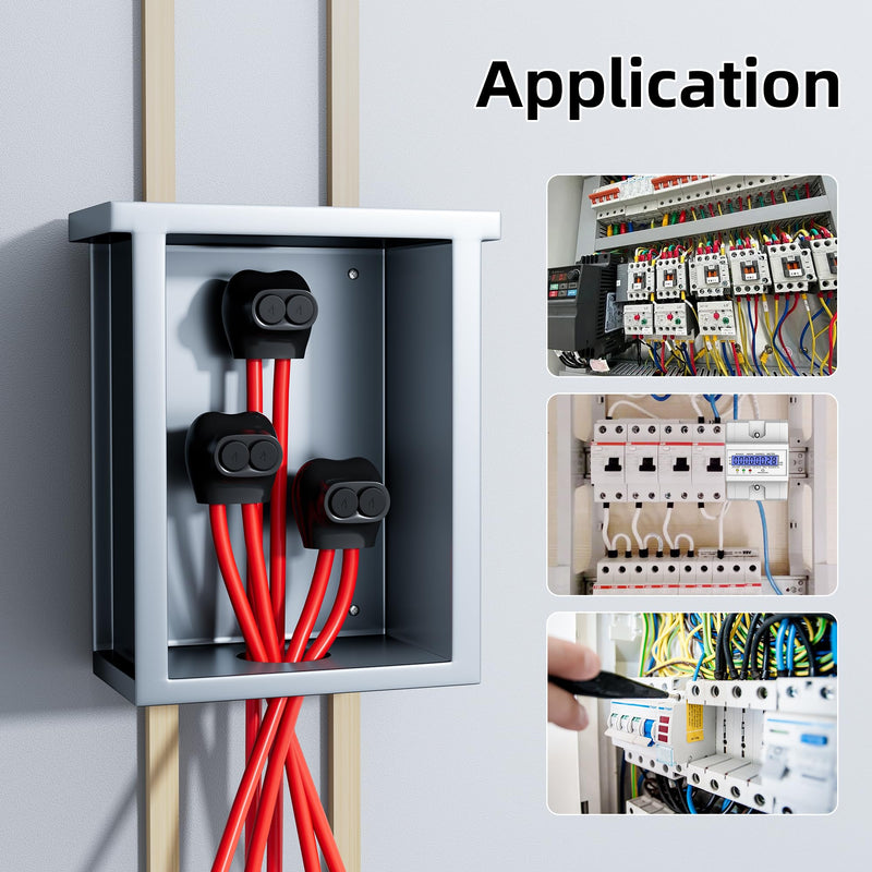 DaierTek 2 Port Insulated Multi Tap Connector, 4-14 AWG Wire Connectors, Single-Sided Entry Aluminum to Copper Wire Connectors with Slotted Allen Hex, Electrical Connectors, Wire Tap, 6 Pack 4-14 AWG-6PCS