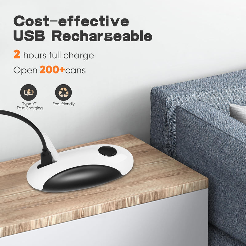 Electric Can Opener, Can Opener Electric Fits All Can Sizes, One Touch USB Rechargeable Automatic Can Opener for Kitchen and Seniors with Arthritis, Chef, Portable Kitchen Gadgets Black and White Electric