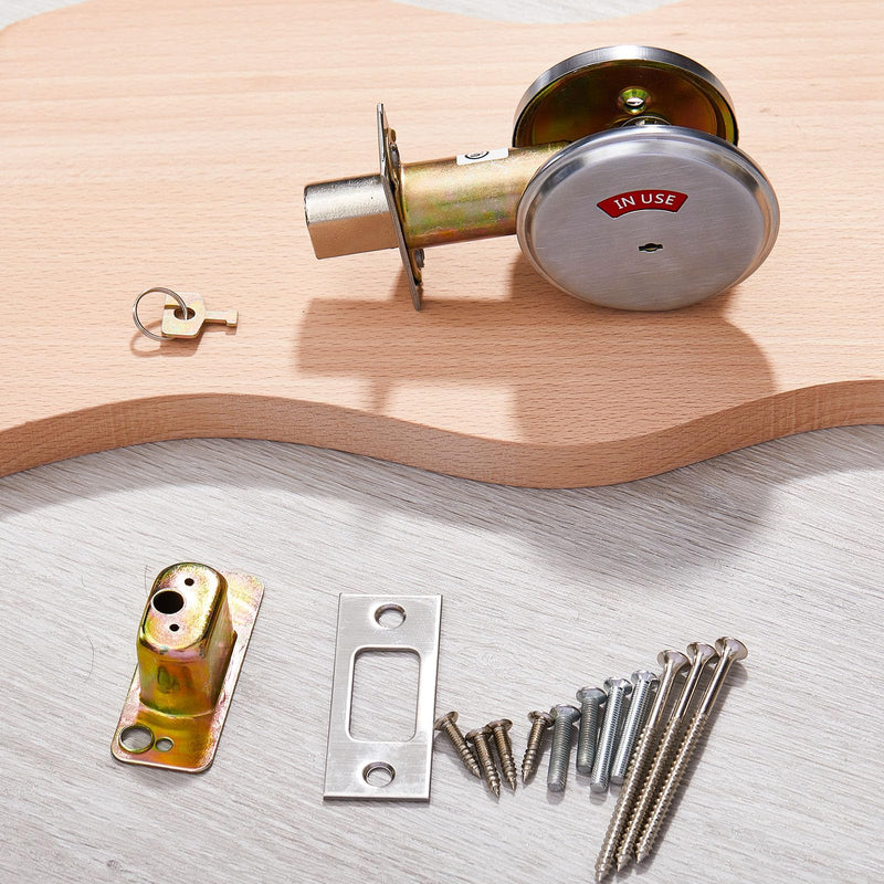 Tandefio 1 Pcs Vacant Occupied Bathroom Lock, in Use Deadbolt with Occupancy Indicator, 304 Stainless Steel, Fit Door Thickness 1 3/8" to 2", Not Adjustable, for Restaurants, Hotels, Offices (Silver) Silver