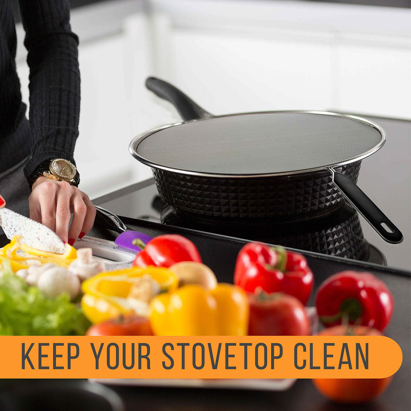 U.S. Kitchen Supply 4-Piece Stainless Steel Splatter Guard Set (13", 11.5", 10",8”) Fine Mesh Cover, Grease & Oil, Splatter Screen for Frying Pan, Cooking Pots, with Comfort Grip Handles 13", 11.5", 10", and 8"