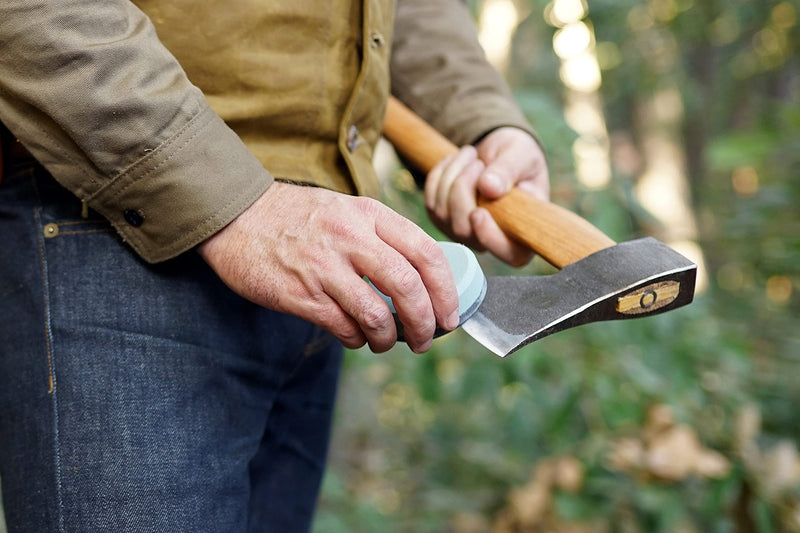 Helko Werk Dual Grit Axe Sharpening Stone - Axe Sharpener and Axe Puck, Machete Sharpener Hatchet Sharpener Dual 120 grit and 320 grit, Lightweight Field Sharpener for Axes (Sharpening Stone) #22100 Sharpening Stone #22100