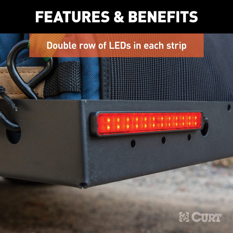 CURT 53201 Auxiliary Automotive LED Light Strips for Hitch Cargo Carrier, Bike Rack, 2-Pack