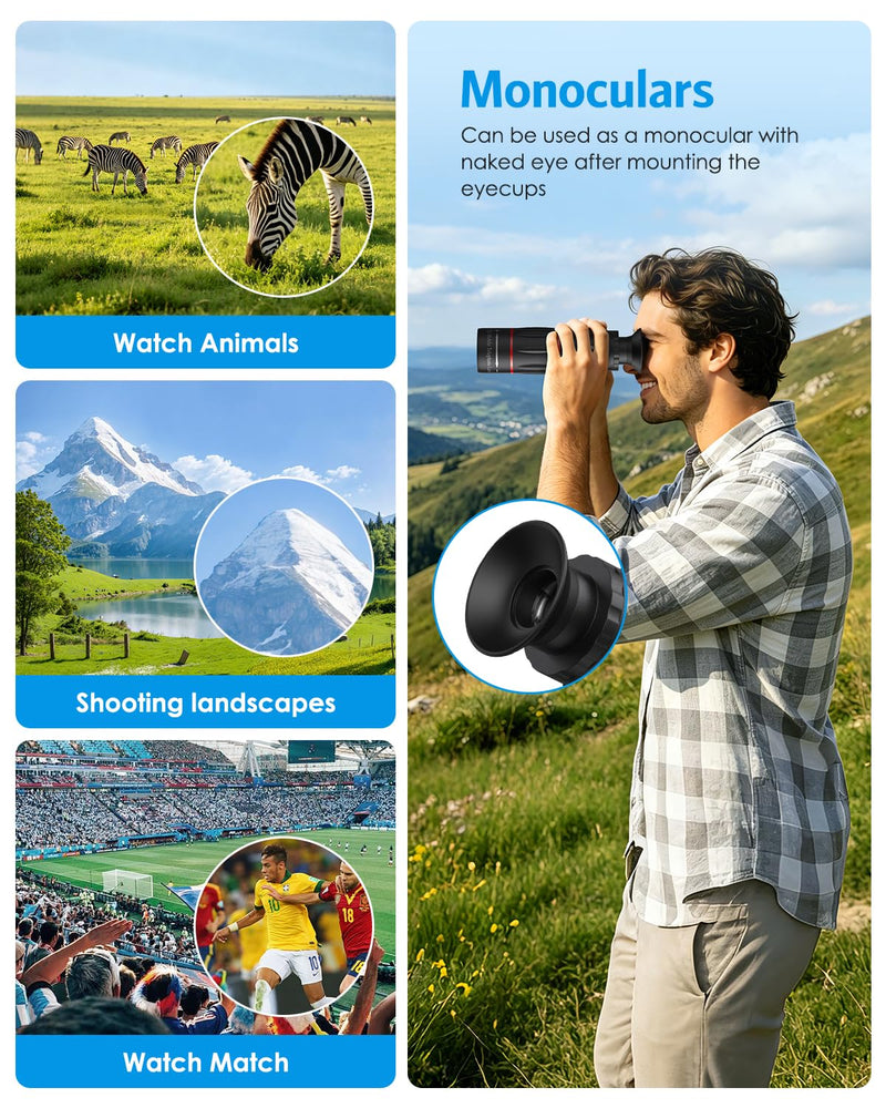 AMIR 18X Telephoto Lens, High Power Phone Camera Lens with Tripod, HD Monocular Telescope Attachment for Samsung, Android & iPhone, Smartphones