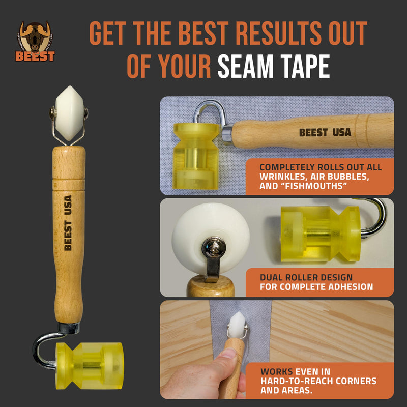 BEEST Seam Roller - Sound Deadening Roller for Automotive Cars, RV Roofs, Metal, Fiberglass, EPDM, TPO Rubber - Dual Design Seam Rolling & Sound Deadening Tool with 2" Flat & Edge Rolling Application