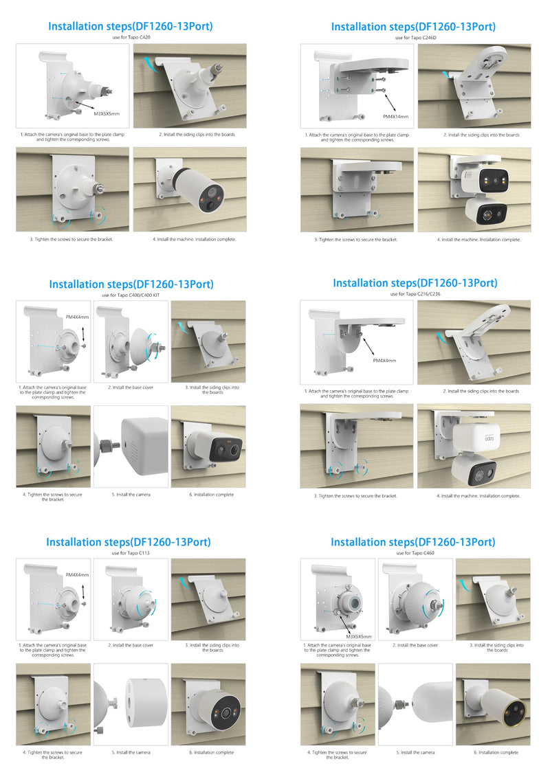 Vinyl Siding No Drill Mount for eufy Security eufyCam C37/C31 &Tapo Camera (White)