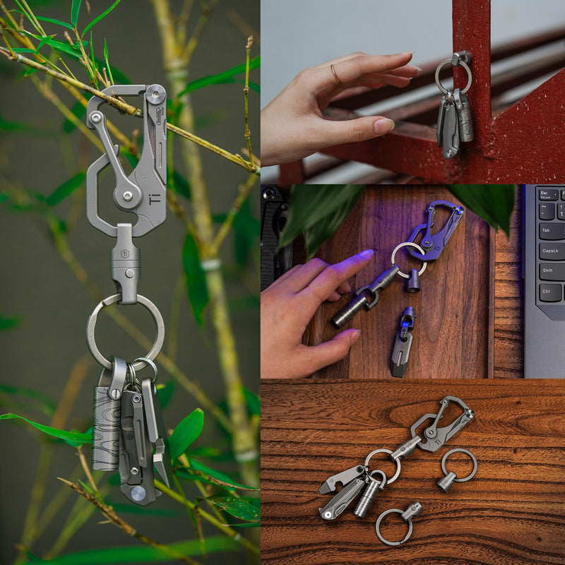 KeyUnity KA45 Titanium Quick Release Keychain, Magnetic Keychain For Car Keys-360 ° Rotatable Ka45-grey