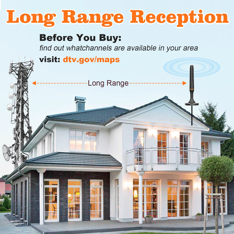  [AUSTRALIA] - Digital TV Antenna for Smart Tv Indoor Antenna for Tv Without Cable with 360° Reception Strong Magnetic Base, tv Antenna for Local Channels, Supports 1080P and 4K -10ft Long Cables（Orange-17401） Orange-17401