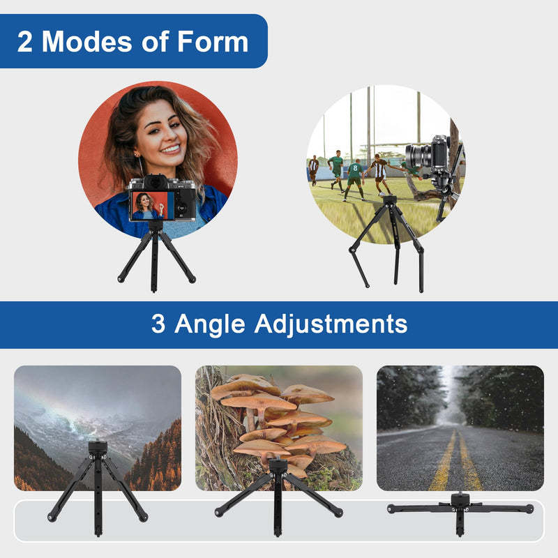 LEOFOTO Aluminum Mini Table Tripod, Weight 162g/0.35lb, Maxload 5kg/11lb, Foldable Stand, Compact Camera Spider Tripod, for Camera/Phone/Live Stream Light/Projector MT-03 Lightweight Version (MT-03S) MT-03S Lightweight Version