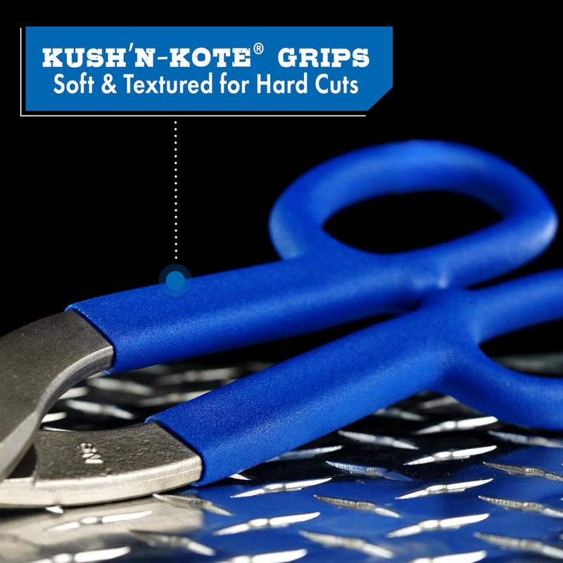MIDWEST Tinner Snip - 12-Inch Straight/Wide Curved Metal Cutter with Forged Blades & Kush'n-Kote Grips - MWT-127S