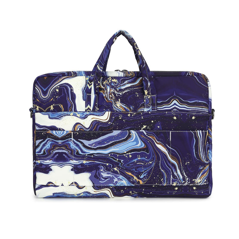 Ezrelia15-15.6 inch Laptop Shoulder Bag, for MacBook Pro 16, Hp Lenovo Dell 14 inch Waterproof Messenger Bag Case Sleeve 15 inch/15.6 inch Blue Marble