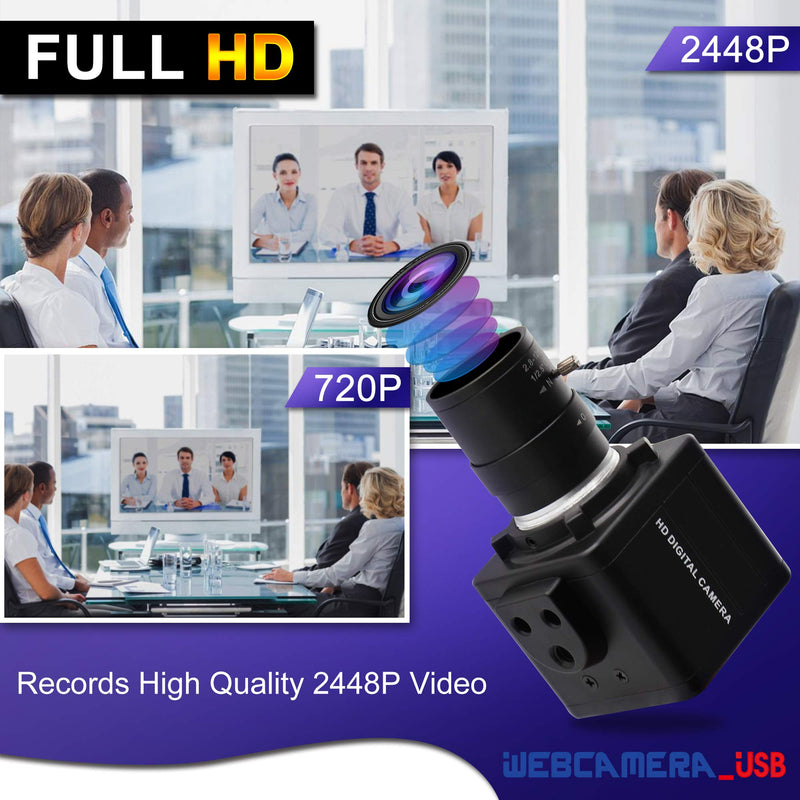 8MP USB Camera Manual Zoom 4K Webcam 5-50mm Variable Focus PC Camera for Computer Mini UVC USB2.0 Web Camera IMX317 Varifocal USB with Camera Industrial Video Close-up Camera for Laptop Android Mac 8MP 5-50mm Varifocal Camera
