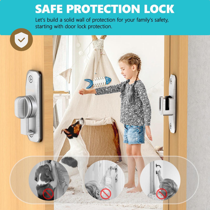 Sliding Barn Door Lock & 90/180 Degree Latch Hardware, Zinc Alloy Small Flip Door Lock for Closet, Bathroom, Cabinet, Garden, Shed (Silver-2 Pack) Silver-2 Pack