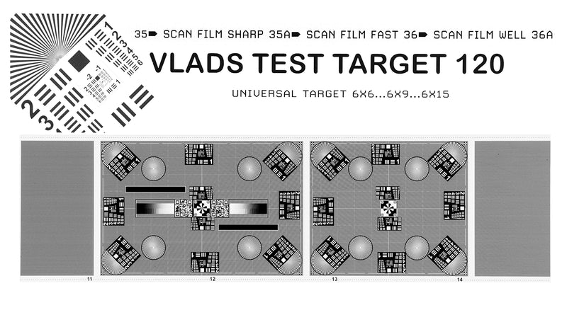 Type 120 Vlads Test Target and Focusing Aid for Film Scanning with DSLR/mirrorless. Digitize Slides & Negatives. Fully Utilize Your Lens Sharpness and Fidelity.