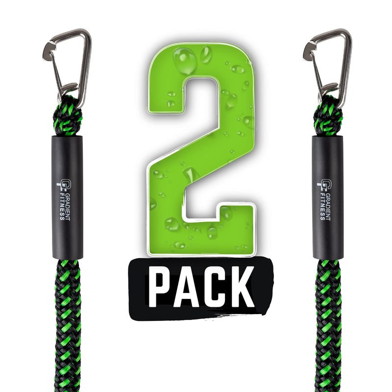 Dock Lines for Boat - Marine Grade Double Braided Nylon Rope - 6500 lb High Tensile Mooring Strength - Bumper Cord for Pontoon, Jet Ski, Kayak - by Gradient Fitness Boat Bungee | 4 ft (2 Pack)