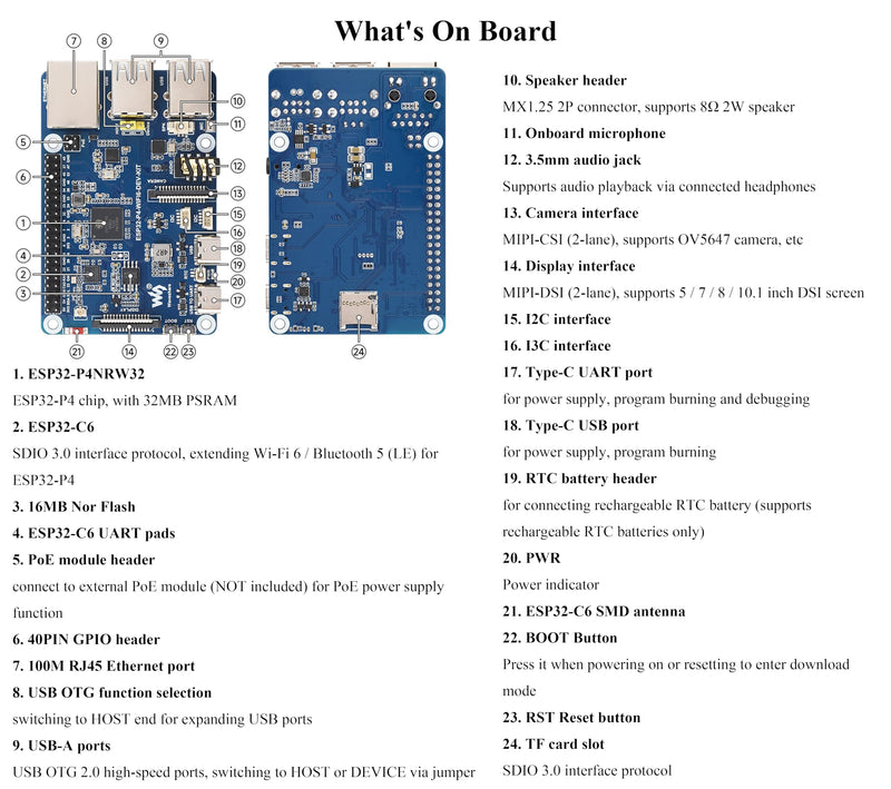 AI ESP32-P4-WIFI6-DEV-KIT Development Board, Based On ESP32-P4 and ESP32-C6, Supports Wi-Fi 6 and Bluetooth 5 / BLE 5, Rich Human-Machine Interfaces, Supports AI Speech Interaction, with Speaker