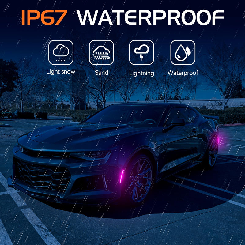 Pink Purple LED Side Marker Lights for Chevy Camaro 2016 2017 2018 2019 2020 2021 2022 2023 Front Rear Fender Bumper Reflectors, Smoked Lens Pink Purple