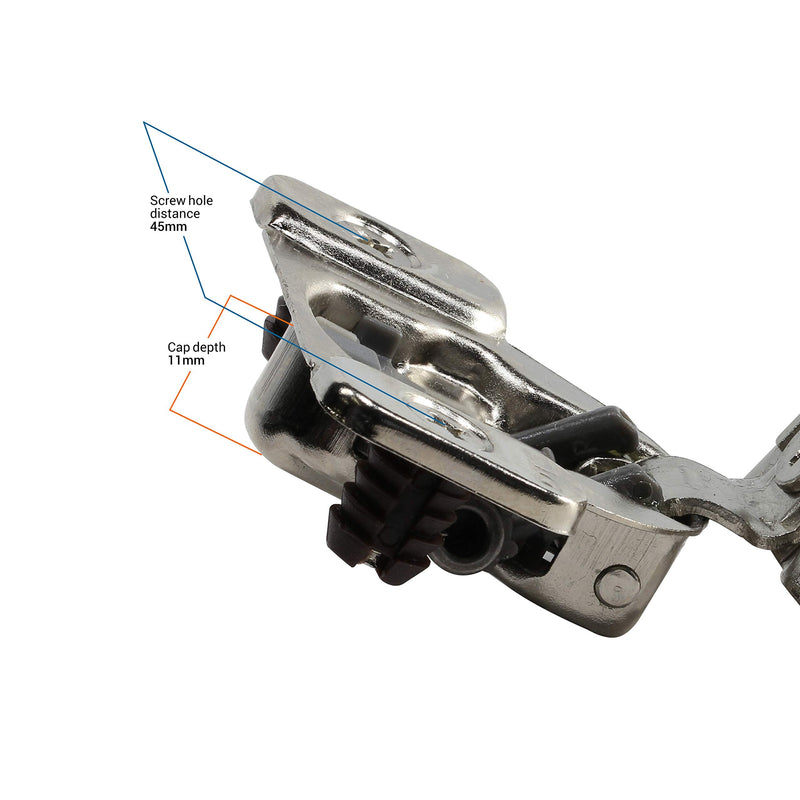 DTC 1-1/4" Overlay Soft Close 105 Degree 2 Cam Press in Face Frame Concealed Cabinet Hinge 6-Way Adjustable E8Q115NH (10 Pack) 10 1-1/4 Inch