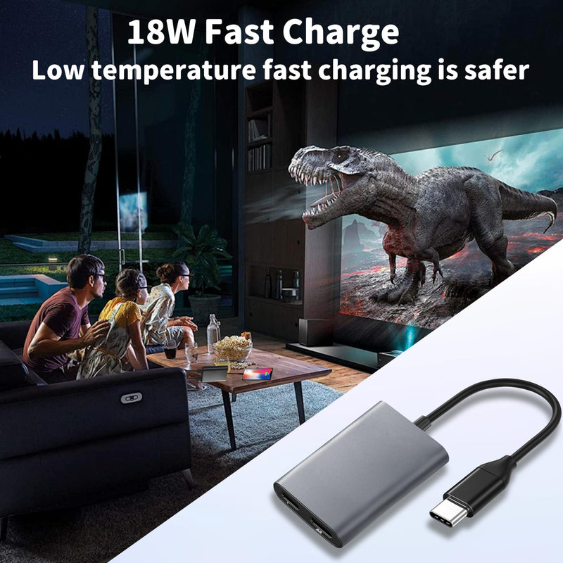 AR Smart Glasses Charging Adapter, Compatible with Viture/Rokid/Xreal AR Glasses, Switch, iPhone 15/16, Portable Docking Station Charging Module Accessory for Watching Movies and Playing Games