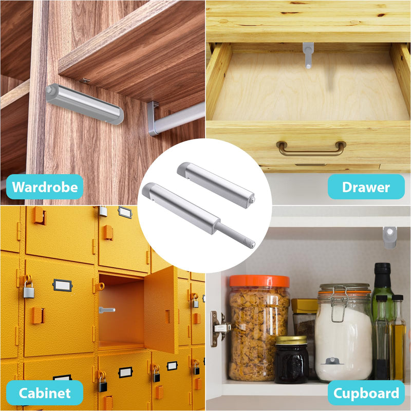 Magnetic Push Latches, 8 Pack, Push to Open Door Latch, Heavy Duty Cabinet Hardware for Hidden Doors, Drawers, Wardrobes, Kitchen, and RV Closets, Easy Install, Silent Operation Cylindrical