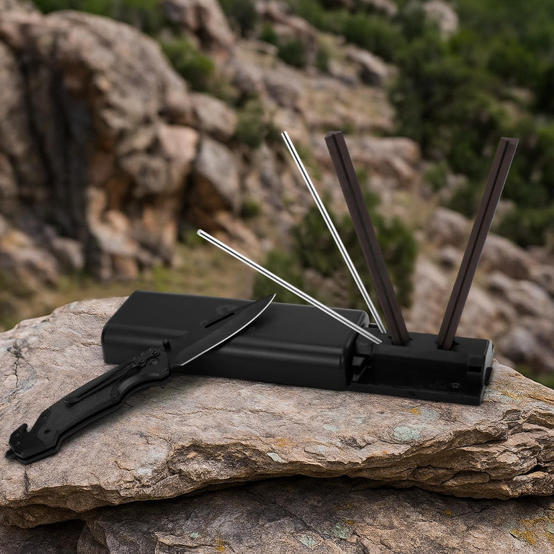 Tri-angle sharpener, Tri Angle System for Pocket Knife, Recurve and Tanto Blades Sharpener, High Alumina Ceramic Stones