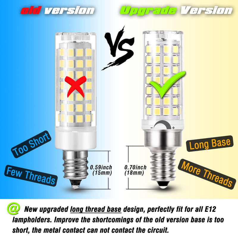 ALIDE E12 C7 Dimmable Led Candelabra Bulbs Kx 2000 60 Watt Replacement, 6000k Daylight White T6 110V 120V Small Base E12 LED Bulbs 6W for Ceiling Fan Salt Lamp Chandelier Lighting,600lm,8Pack 60 Watts (8 Pack)