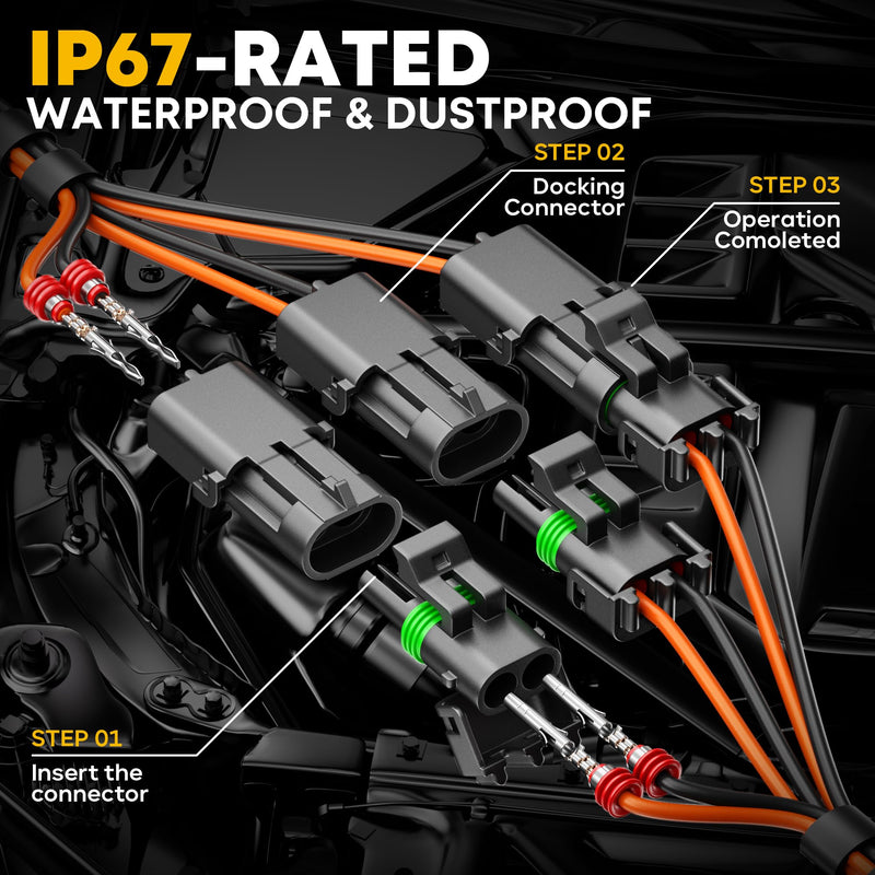 Weather Pack Connectors Crimping Tool Kit, 1–4 Pin Automotive Connector Set with Ratcheting Crimper 22–12 AWG & Extraction Tool, for Harness Repair, Compatible with Delphi/Aptiv Weather Pack 1-4 Pin | 22-12 AWG