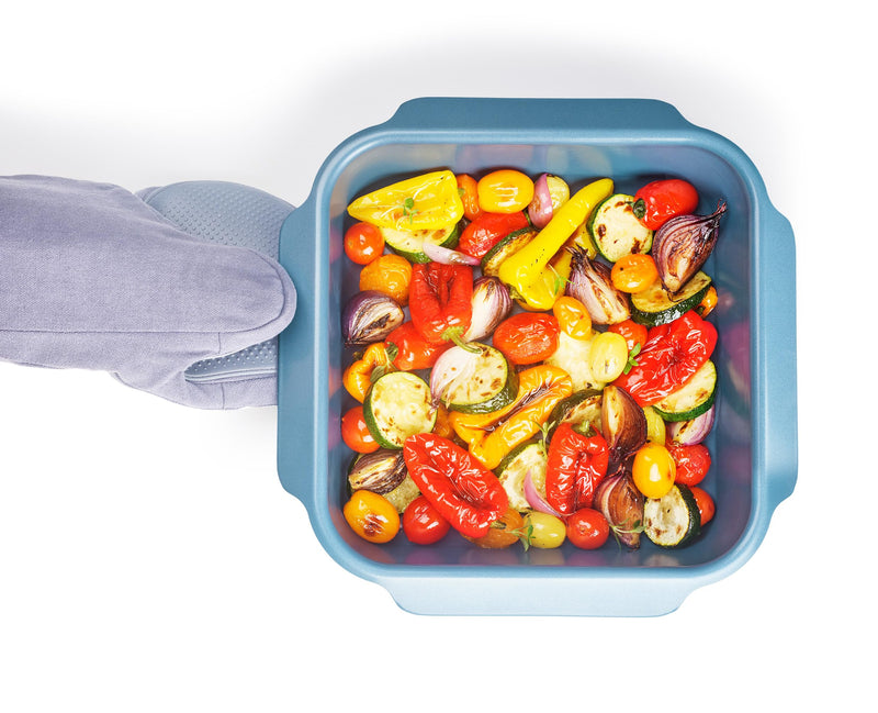 Joseph Joseph Nest Bakeware and Roasting Pan, Carbon Steel Baking Pan with Non-Stick Coating, Easy-Pull Handles, Organized Kitchen Storage, Medium, Blue Single (Medium)