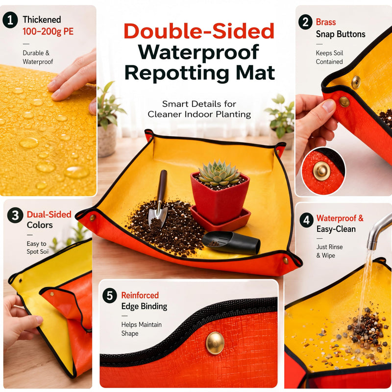 Repotting Mat and Planting Tools for Indoor Plants with Pruning Shears, Wicker Basket for Succulents and Houseplants, Plant Gift for Women and Men