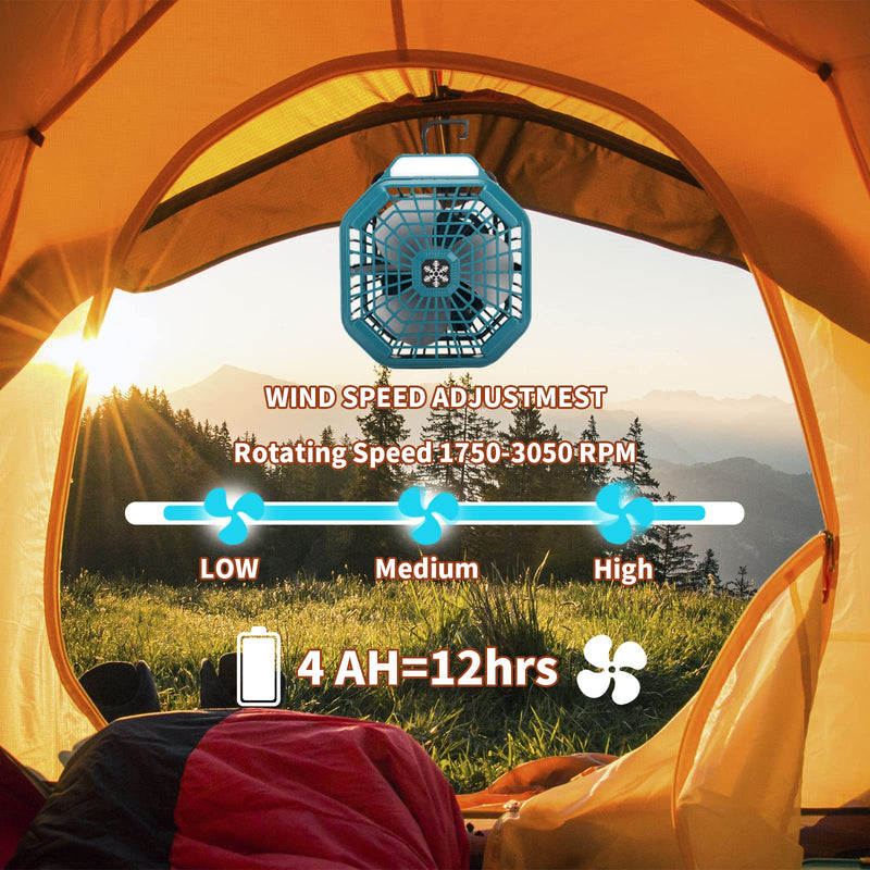 Taingwei Cordless Fan with Remote for Makita 18v Battery,Camping Fan with 3 Energy Efficient Speed Settings and Dimmable Led Light (TOOL ONLY) Camping Fan