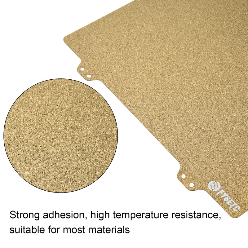 FYSETC CR-6 SE Print Bed - PEI Build Plate: Double-Sided Smooth - Textured PEI Sheet Heated Bed Cover 254x 245mm/10x9.64inch Flexible Removable Spring Steel Printing Surface with Bottom Sticker -Gold 254*245mm 2