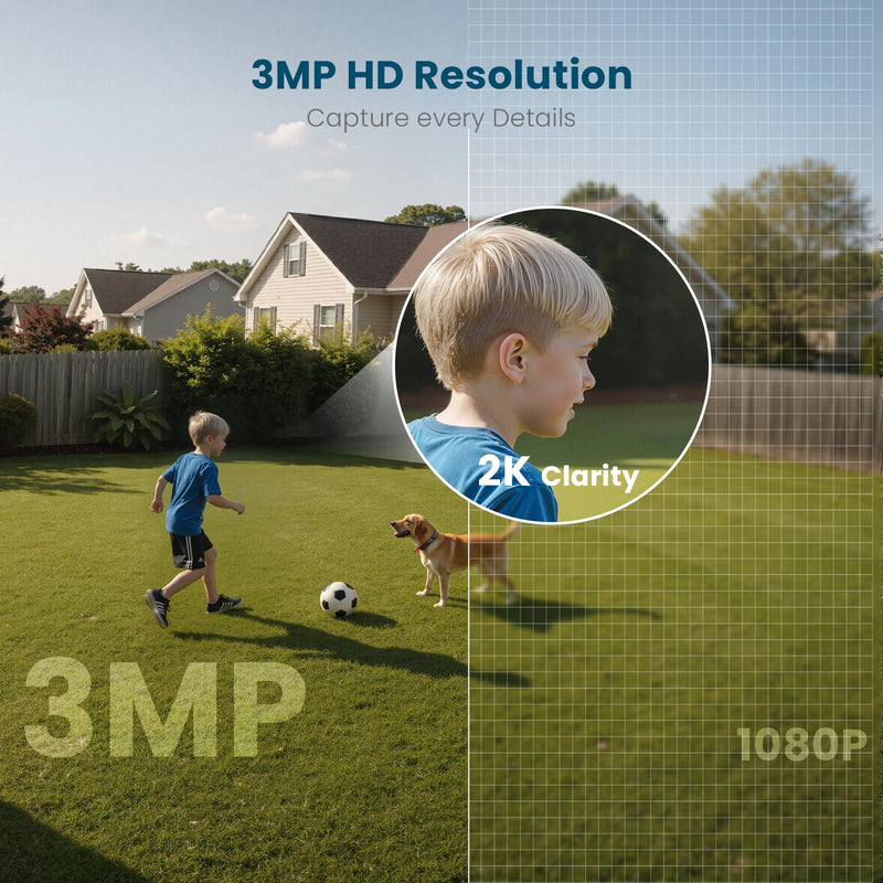 litokam Security Cameras Wireless Outdoor, 2K Battery Powered Outdoor Camera Wireless with Full Color Night Vision, PIR Motion Detection, 2.4G WiFi Home Indoor Camera with IP65 Waterproof, 2-Way Talk 2 Pack-2.4GHz-3MP White