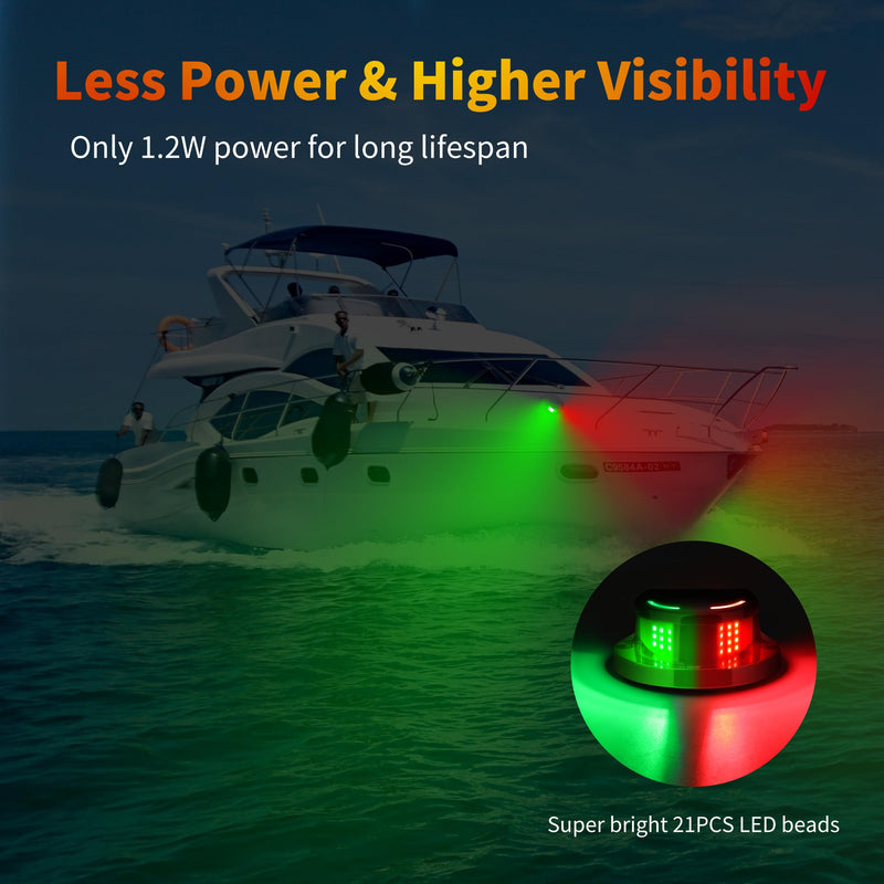 RVZONE Boat Navigation Lights, Navigation Lighting for Boats Led IP67 Waterproof Red and Green Marine LED Bow Lights, Ideal for Pontoon, Yacht, Skiff (Black) Black