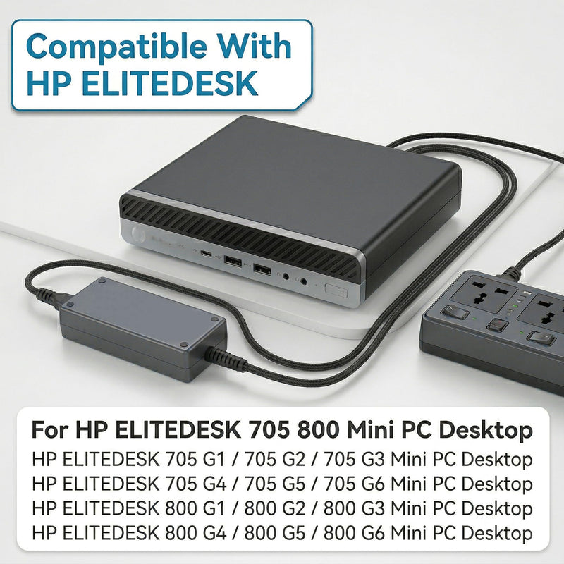 90W AC Adapter for HP EliteDesk 705 800 805 G1-G6 Mini, for HP ProDesk 600 | for HP ProDesk 260 400 405 600 G1-G6, 400 G9 Mini Desktop, 19V 4.74A 7.4x5.0mm Power Supply