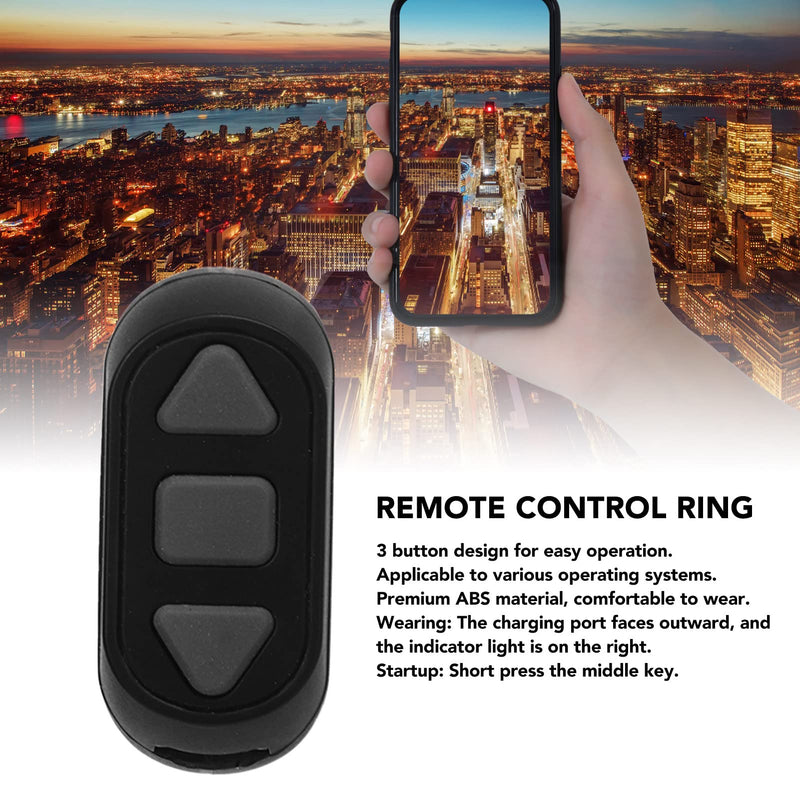 Page Turner, Bluetooth Remote Control Page Turner TikTok Remote Scrolling Ring Clicker, Video Scrolling Ring Camera Shutter Remote for Cell Phone (Black) Black