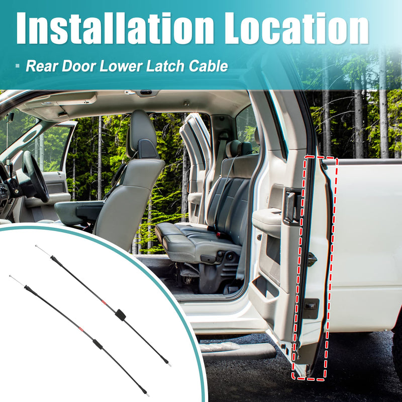 X AUTOHAUX 1 Pair Left Right Side Rear Door Lower Latch Release Cable for Ford 150 250 1997-2003 Rear Door Handle Lock Control Cable 6L3Z-18264A01-C 6L3Z-18264A00-C