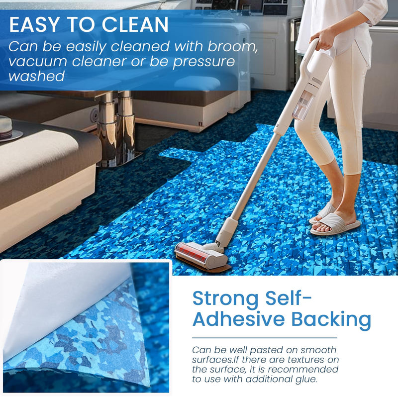 KXKZREN Camo Boat Flooring EVA Foam 47.2"/23.6"x94.4" Self-Adhesive Camouflage Decking Floor Sheet Marine Traction Pad Boat Mat for Kayak Yacht Fishing Cooler Top Ocean Camouflage 11.8 x 47.2 inch, 3.88 sq.ft