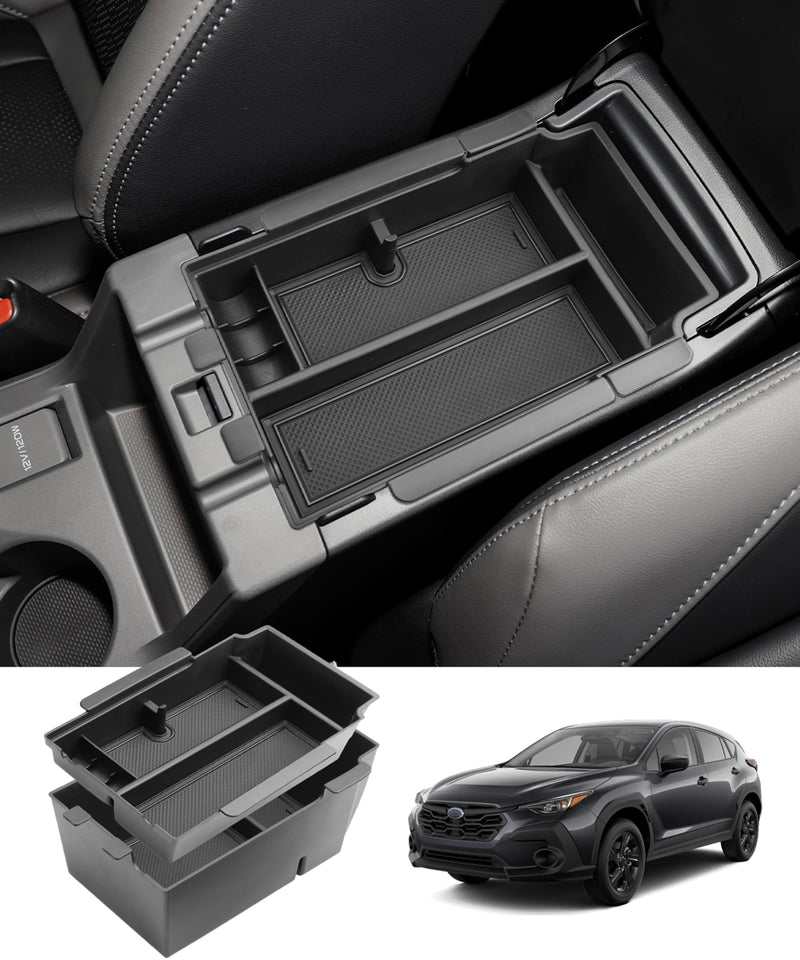 2 Layer-2024 2025 Crosstrek Center Console Organizer for Subaru Crosstrek (Premium/Sport/Limited/Wilderness), Durable ABS Plastic 2024 Crosstrek&Impreza Armrest Tray 2025 Crosstrek Accessories A Styles-Double Layer