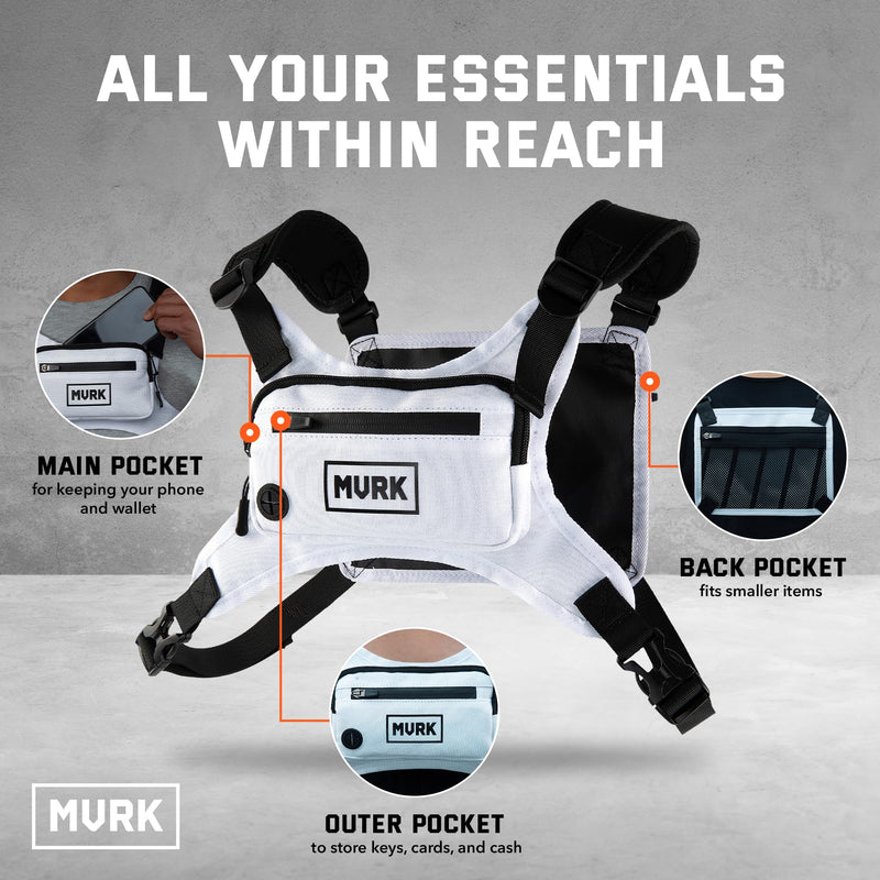 MVRK Water Resistant Chest Pack - Running Vest for Workouts, Running Phone Holder Extra Storage, Lightweight Running Pack Off-white