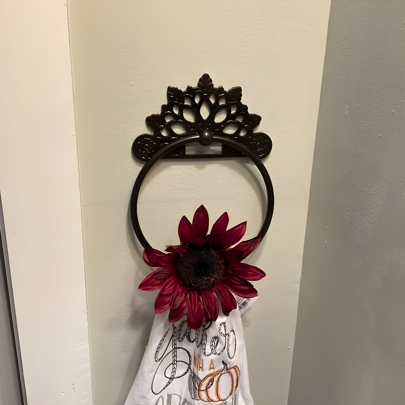 Victorian Towel Ring | Solid Brass | Black 6 inches | Hand Towel Hanger | Round Towel Holder for Bathroom, Toilet,Kitchen Accessories Handmade | Wall Mounted | Napkin Holder