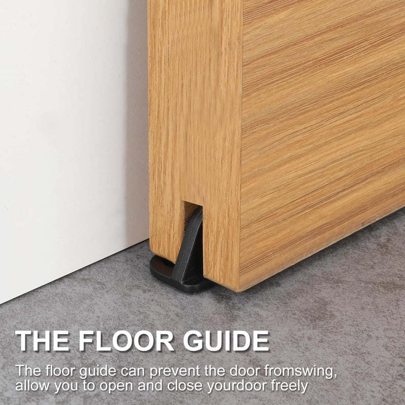 4 Barn Door Floor Guide Bearing Design Sliding Barn Door Floor Guide Adjustable Rollers at The Bottom Strong and Durable Steel Frame Plastic Wheels of 4