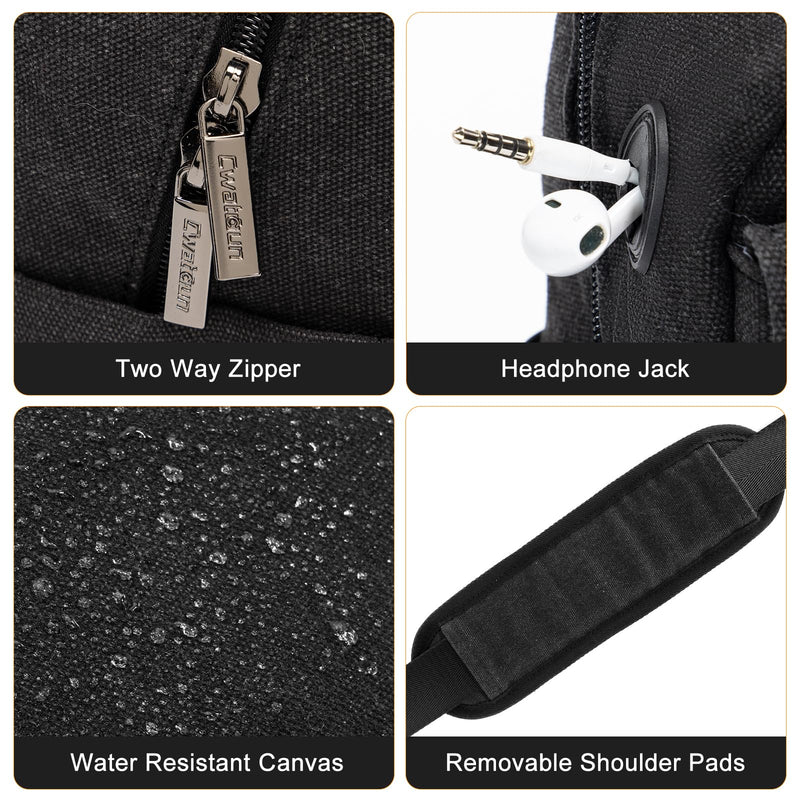 Cwatcun Large Camera Sling Bag, Crossbody Chest Bag with Tripod Holder | Fits 1body+2lenses +9.7"iPad +6.7"phone.Travel Photography Bag for Canon, Nikon, Sony, Fuji DSLR/SLR/Mirrorless Cameras, Lens Black
