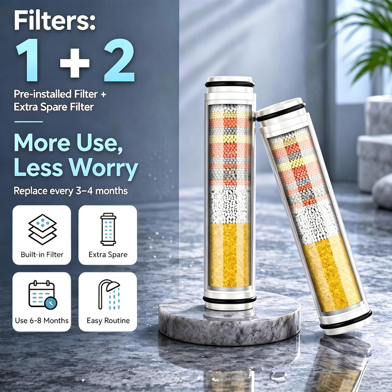 Vatex Filtered Shower Head with Handheld, High Pressure 4 Spray Showerhead with ON/OFF Switch, Shower Heads with 3 Filters for Hard Water Remove Chlorine, Reduce Dry Itchy Skin Chrome