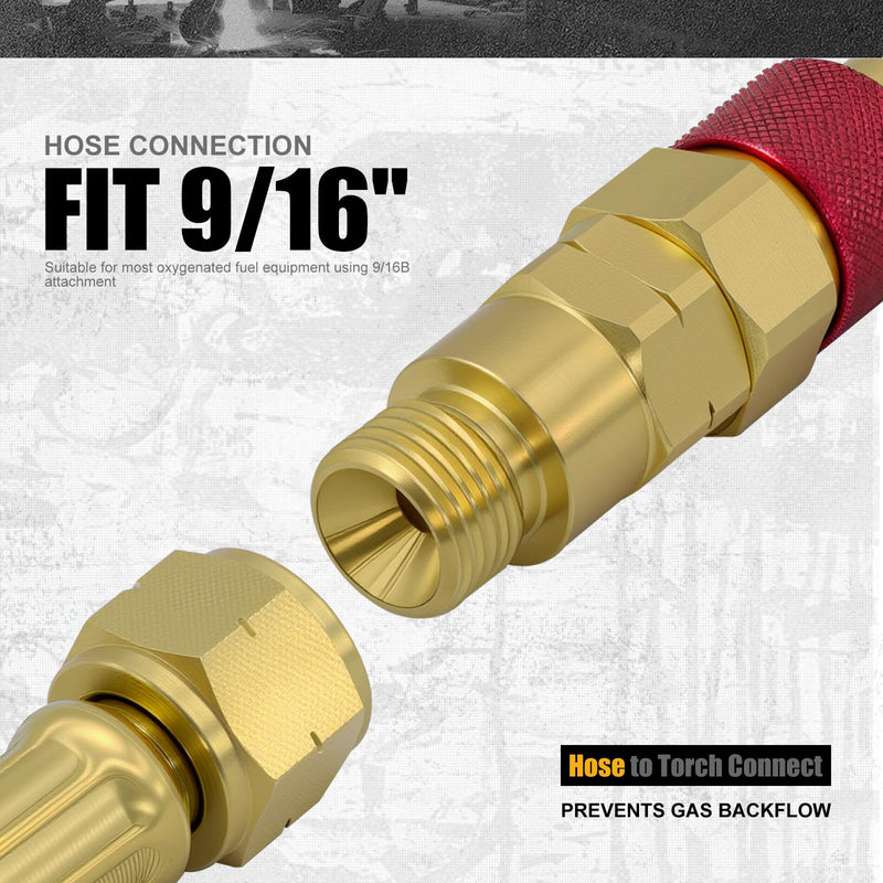 ‎AWLOLWA QDB10 Oxy Acetylene Quick Connects Set, Fit 9/16"-18 B Fittings, Hose to Torch Quick Connect, brass, with Check Valves