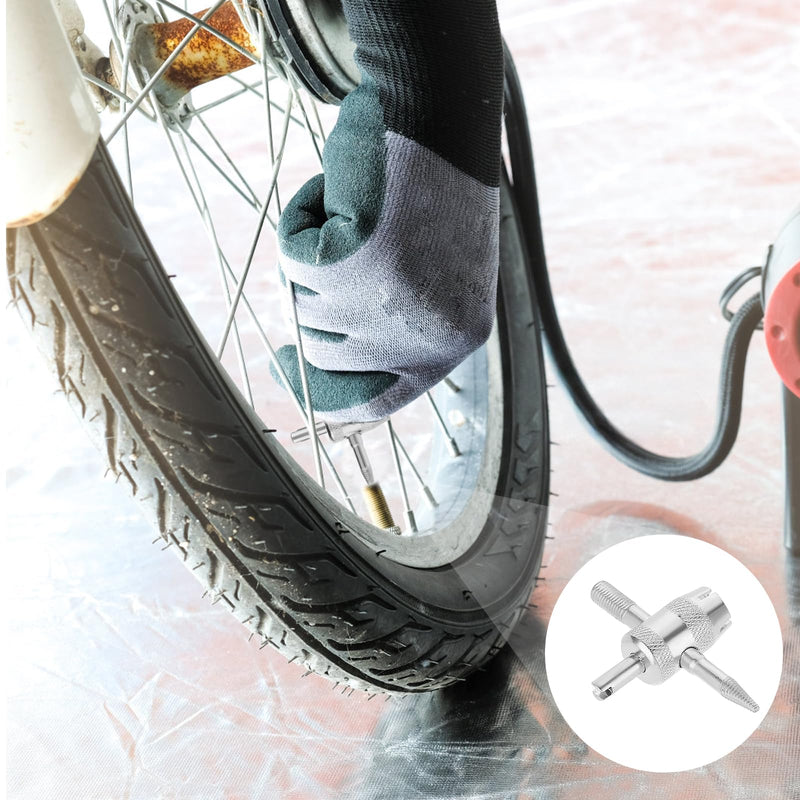 2 Pcs 4-Way Valve Core Tool Tire Valve Tools 4-in-1 Tyre Valve Removal Tool Tire Valve Stem Tool Valve Core Removal Tool Valve Stem Puller Valve Stem Removal Tool for Bicycle Bike Automobile Car