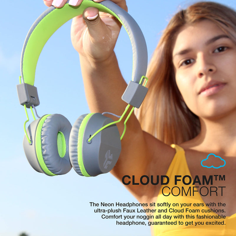 JLab Neon Wireless On-Ear Headphones, Graphite/Green, 13 Hour Bluetooth Playtime, Noise Isolation, 40mm Neodymium Drivers, C3 Sound (Crystal Clear Clarity) Green